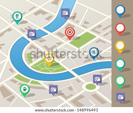 Route planning using map application on GPS smart device Finding interesting places to visit in the nearby city area.