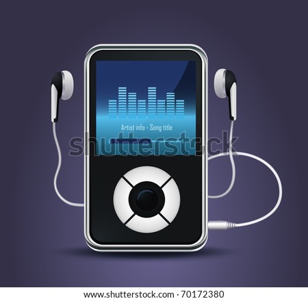 stylish modern MP3 player with earphones