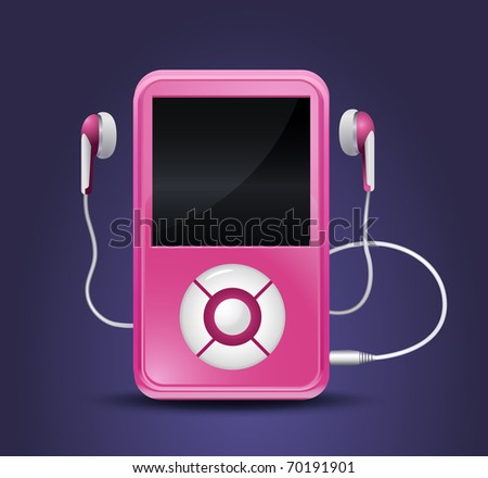 modern mp3 player with earphones