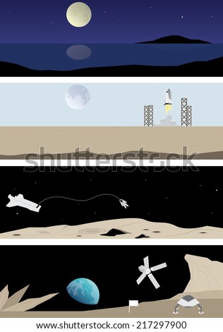 Title: Earth from the Moon Space Landscape Description: Earth from the Moon Space Landscape vectors
