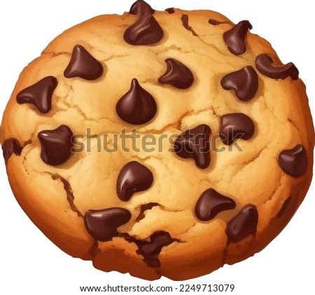 Cookie with Choco Chips Detailed Beautiful Hand Drawn Vector Illustration