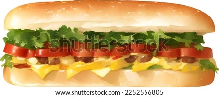 Sub Sandwich Detailed Hand Drawn Illustration Vector Isolated