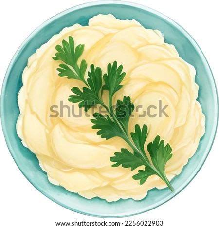 Mashed Potato Top View Isolated Hand Drawn Painting Illustration