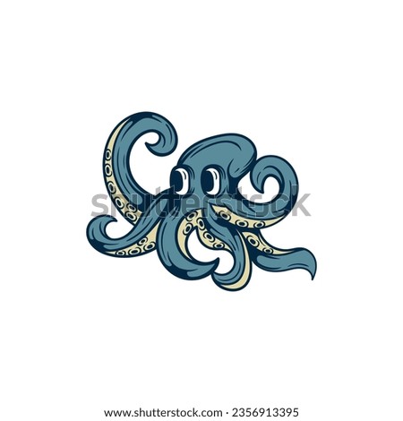 Octopus sport mascot logo design illustration. Squid, Kraken, Octopus mascot logo design for sport team. Vector eSports logo concept, Modern badge mascot design. Wild animal vector illustration