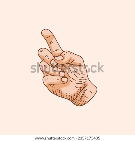 Gesture. hands shape vector Illustration on a brown background. Icon. Making gesture calling someone with a toc-toc by hand. skin brown silhouette.