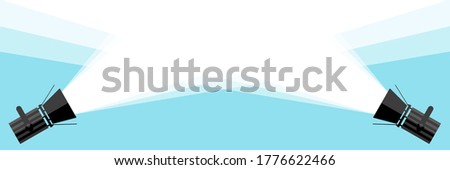 Banner two spotlight . Vector flat spotlight on blue background. Vector illustration