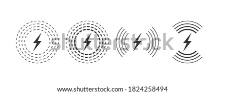 Wireless charging linear style. Wireless charging icon concept. Charging icons set for web and animation. Vector illustration