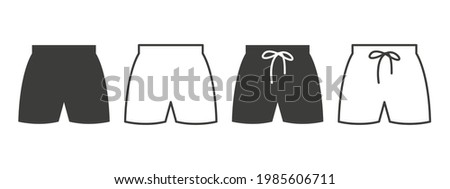 Shorts icons. Beach shorts icons of different styles. Clothing symbol concept. Vector illustration