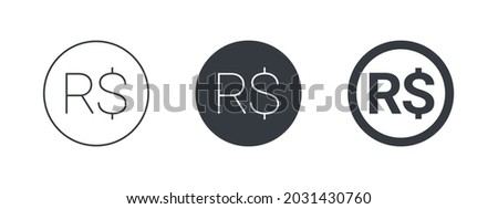 Sign of the Brazilian real. Sign of the Brazilian currency. Money symbols of the world. Vector illustration