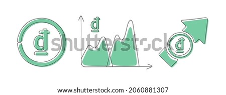 Icon Vietnamese dong. Different financial currency icons. Financial chart with currency icon. Vector illustration