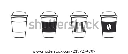 Coffee icons. Linear coffee cup icons. Various cups of coffee. Vector illustration