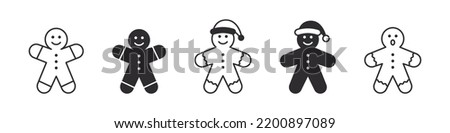 Gingerbread man icons. Cookie man. Collection of Christmas icons on white background. Vector illustration