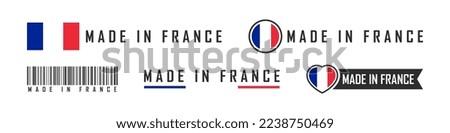 Made in France logo or labels. France product emblems. Vector illustration