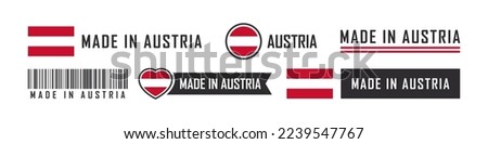 Made in Austria logo or labels. Austria product emblems. Vector illustration