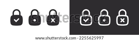 Lock Icons. Security symbol locks. Lock icons with a check mark. Vector images
