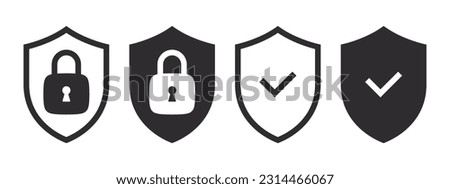 Shield with a lock. Padlocks icons. Security symbol icons. Vector scalable graphics