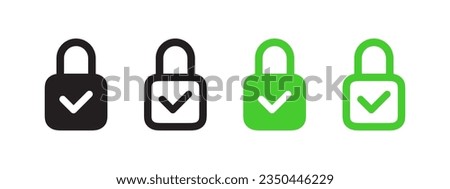 Lock icons with check mark. Padlock icons. Vector scalable graphics