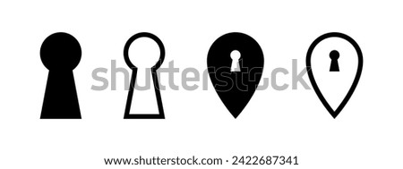 Keyhole and location pin. Vector icons