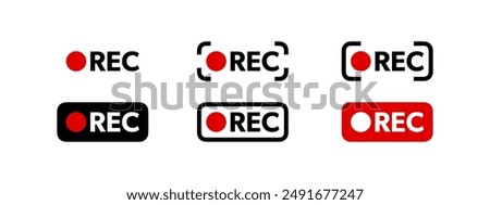 Recording sign icons set. Video or voice recording