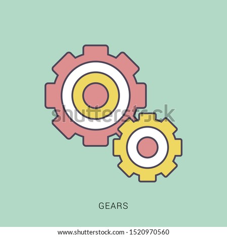 Gear Logo Template vector icon illustration design. solid color with outline concept.