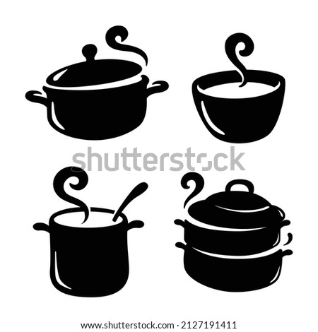 Boiler symbol black silhouette, black cookware illustration on white background.