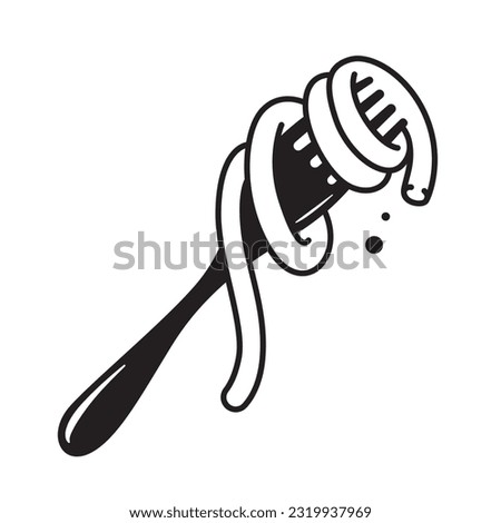 spaghetti fork drawing, Italian food symbols vector