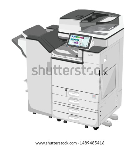 Vector  photocopier and printer ,vector illustration  printing machine , machine ricoh  , vector icon photocopier detailed, Vector  3d