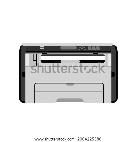 printer scanner in vector, vector photocopier and printer, printing machine , machine ricoh, Office equipment, Modern printer vector illustration.