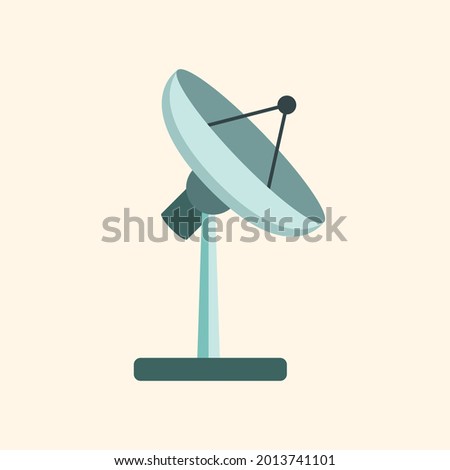 Parabolic Antenna, parabolic dish, broadcasting satellite Radar, Vector icon satellite dish tv technology.