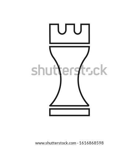 chess rook line icon. Gray chess rook icon on white background