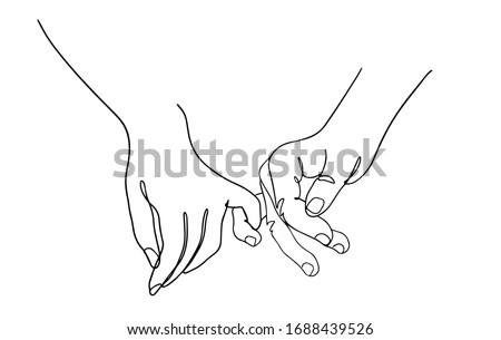 Continuous drawing of one line. Hold on with your little fingers. Pinky holding Vector illustration. Concept for logo, card, banner, poster flyer.