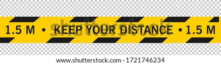 Keep Your Distance Social Distancing Floor Marking Security Stripe Instruction Icon. Vector Image. Keep Safe Distance Social Distancing in Queue 1 Meter Instruction Icon against the Spread of the Nove Foto d'archivio © 