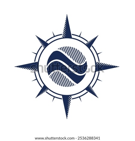 Double N and Compass Illustration Logo