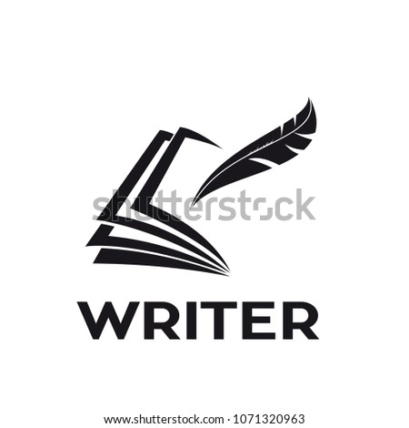 Vector logo writer. Inkwell on book