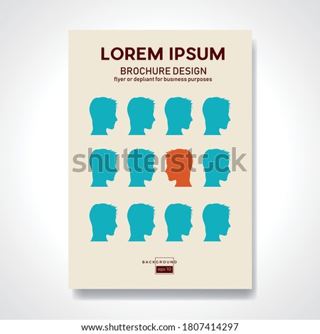 Person who goes against the current in a crowd. Retro vector background and illustration. Abstract design template for brochures, flyers, magazine, business card, book cover, poster. 