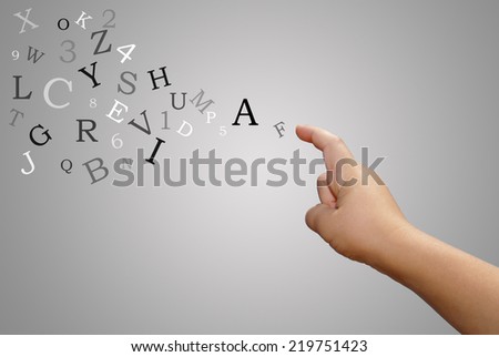 Teaching and Learning. Hand with letters flying