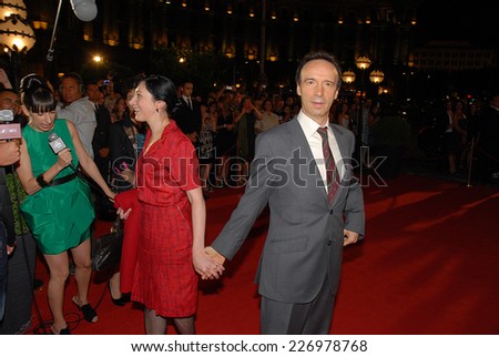 ROME, ITALY - AUGUST 9, 2011: Italian actor Roberto Benigni during the filming of the movie \