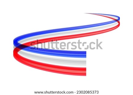 Abstract trail moving, dynamic wake french flag. Vector template, logo design