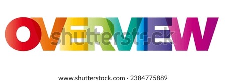 The word Overview. Vector banner with the text colored rainbow.