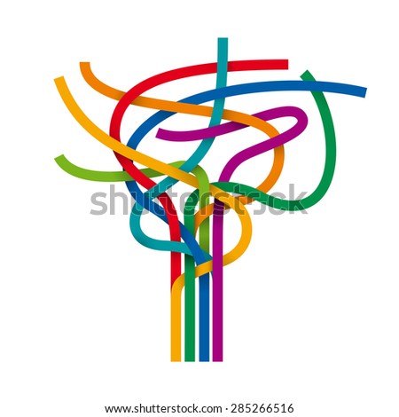 Vector abstract multicolored cables