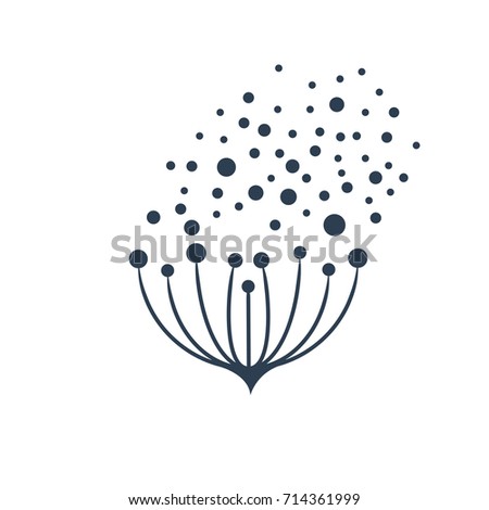 Vector sign flower seeds flying in the wind