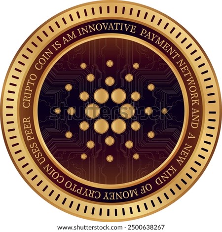 cardano-ada cryptocurrency illustrations on abstract background. 3d illustrations.