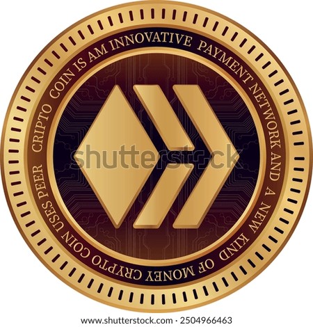 Hive cryptocurrency images with metal look on abstract background. 3D drawings.