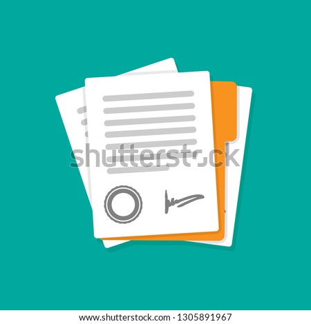 Contract or document signing icon. Signing contract simple style. Vector flat illustration