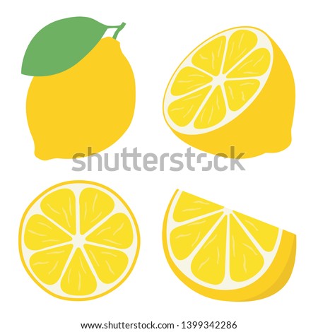 Fresh lemon fruits, flat vector illustration concept image icon