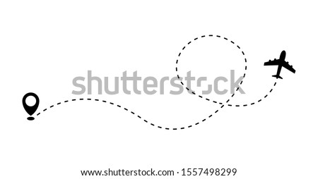 Plane and track icon on a white background. Vector illustration
