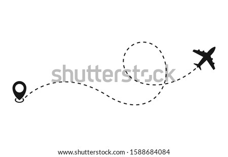 Plane and track icon on a white background. Vector illustration