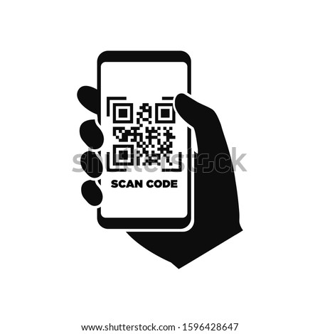 Scan QR code flat icon with phone. Barcode. Vector illustration. ストックフォト © 