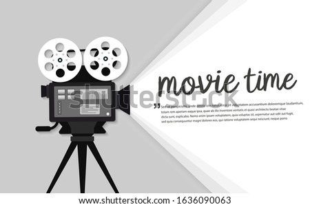 Movie time flat concept background. Cinema banner design