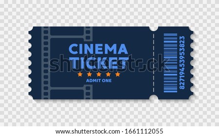 Cinema tickets on background. Pass ticket on film. Vector illustration